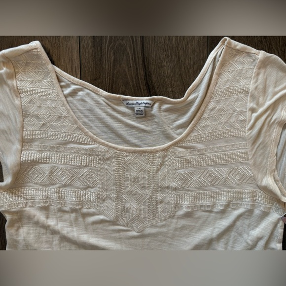 American Eagle Outfitters Ivory Short Sleeve Top Size Large - Picture 3 of 8